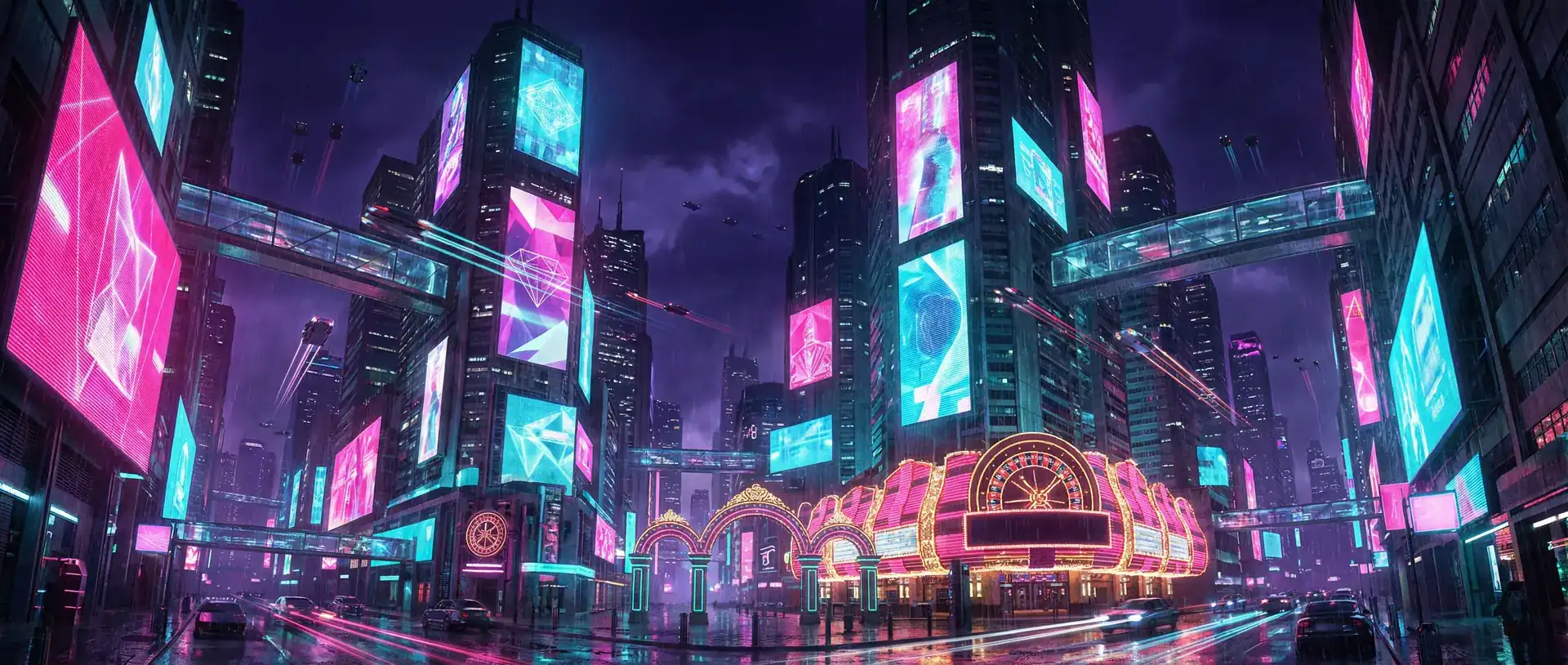 伟德国际1946官网 赛博朋克霓虹复古都市夜景